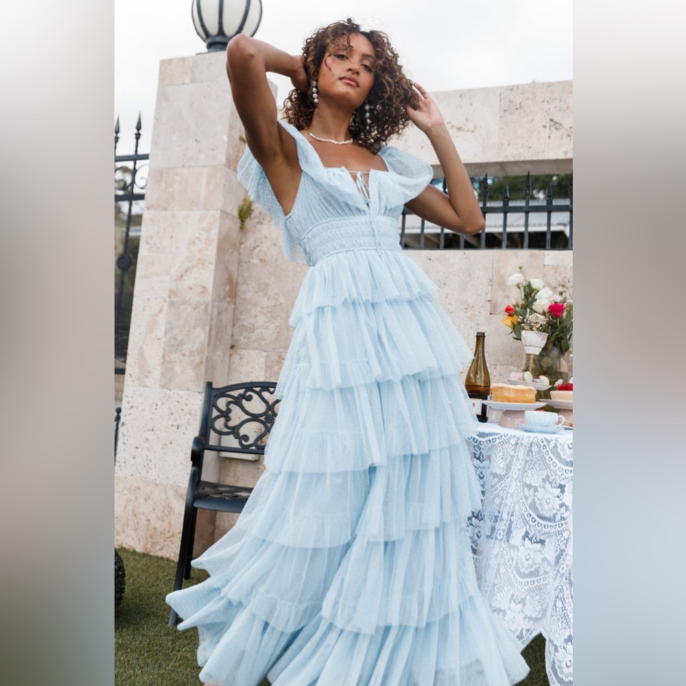 BELLE MAXI DRESS - BLUE - Petal & Pup